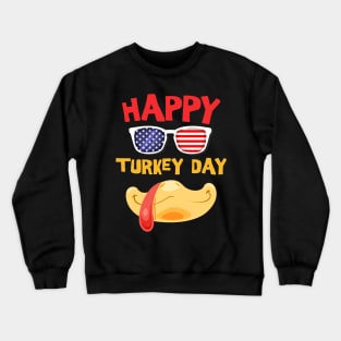 Happy Turkey Day Funny for Boys Girls Kids Cute Turkey Face Crewneck Sweatshirt